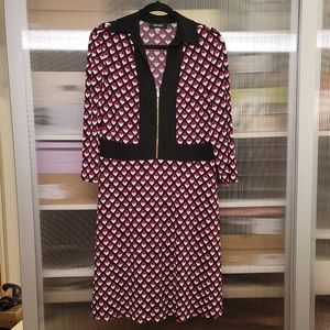 Nine West Dress - Zip Front - Red/Black/Gray